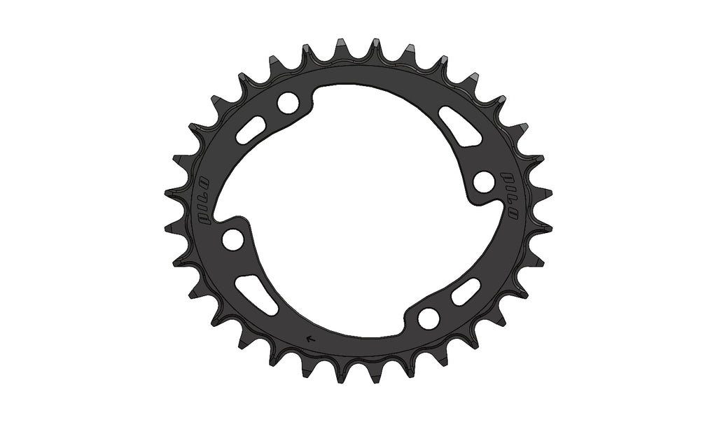 C91 - 32T Narrow wide Elliptic Chainring 96bcd Asymmetric Black Anodized