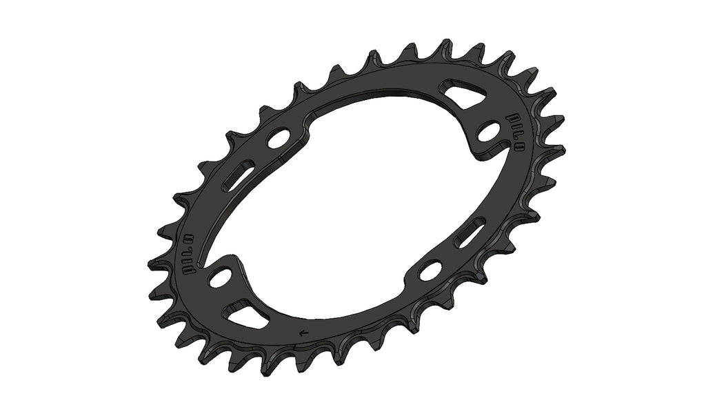 C91 - 32T Narrow wide Elliptic Chainring 96bcd Asymmetric Black Anodized
