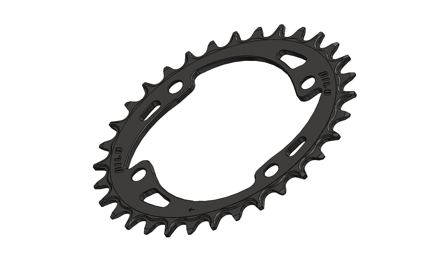 C91 - 32T Narrow wide Elliptic Chainring 96bcd Asymmetric Black Anodized