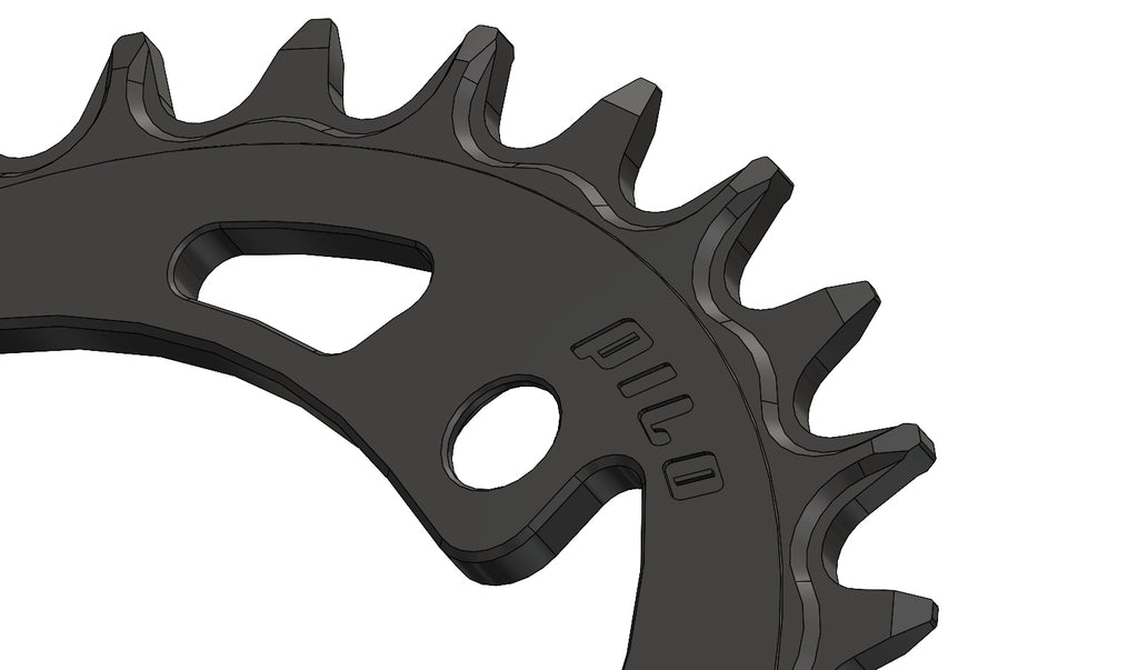 C91 - 32T Narrow wide Elliptic Chainring 96bcd Asymmetric Black Anodized